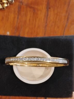 Swarovski Gold Pave Crystal Bangle Bracelet